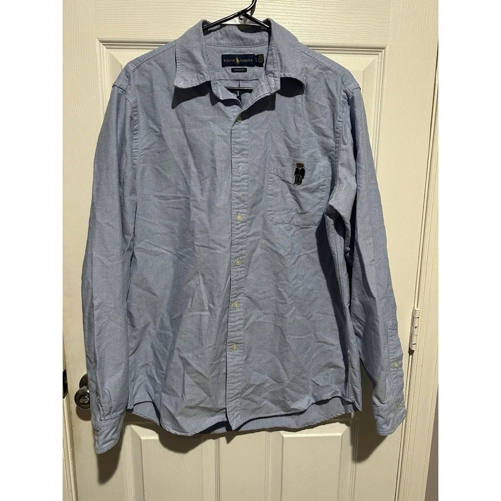 a Polo Ralph Lauren Classic Fit Polo Bear light blue oxford button-up shirt L